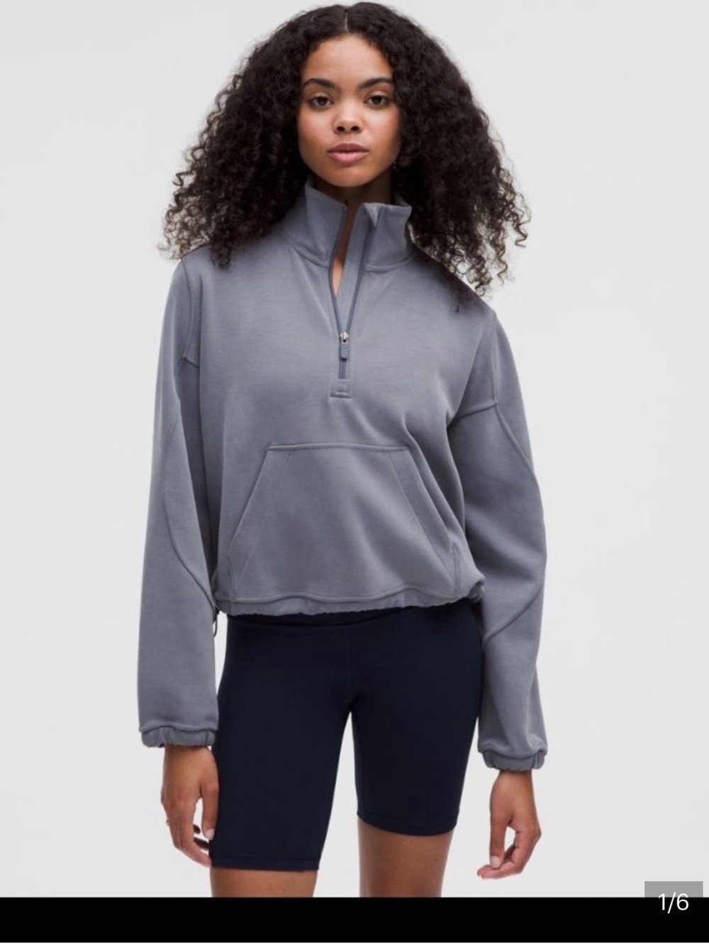 lululemon Athletica Solar Gray Brushed Soft Stream 1/2 Zip Size 10